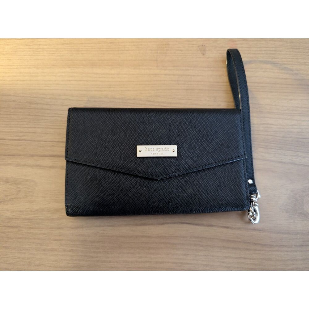 NWOT KATE SPADE BLACK PHONE CASE WALLET WRISTLET